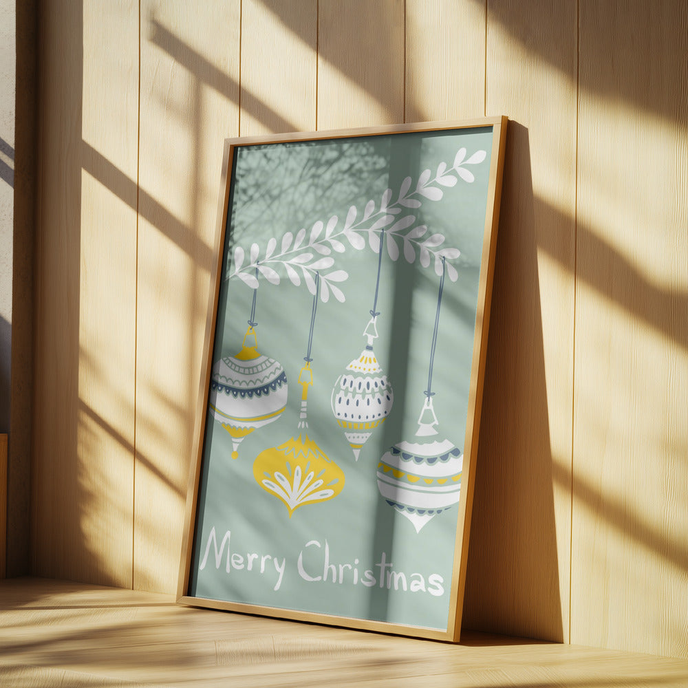 Glada små julgranskulor mintgrön | Poster