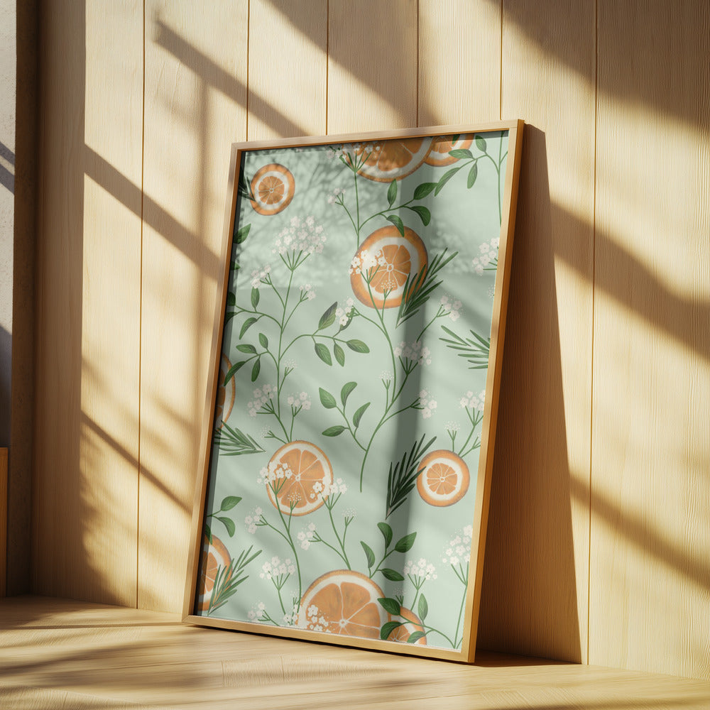 Elderflowers and Oranges Light Green | Poster