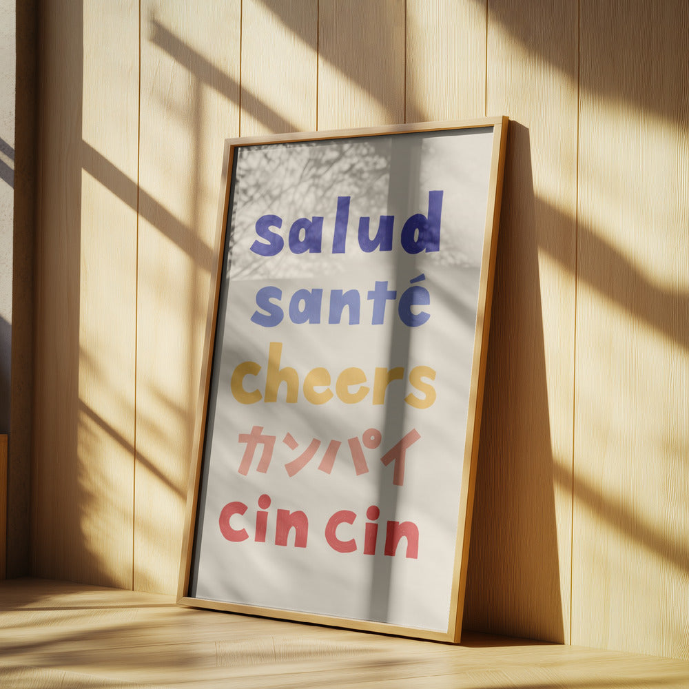 Cheers Typografi - Salud Santé Cheers Kanpai Cin cin | Affisch