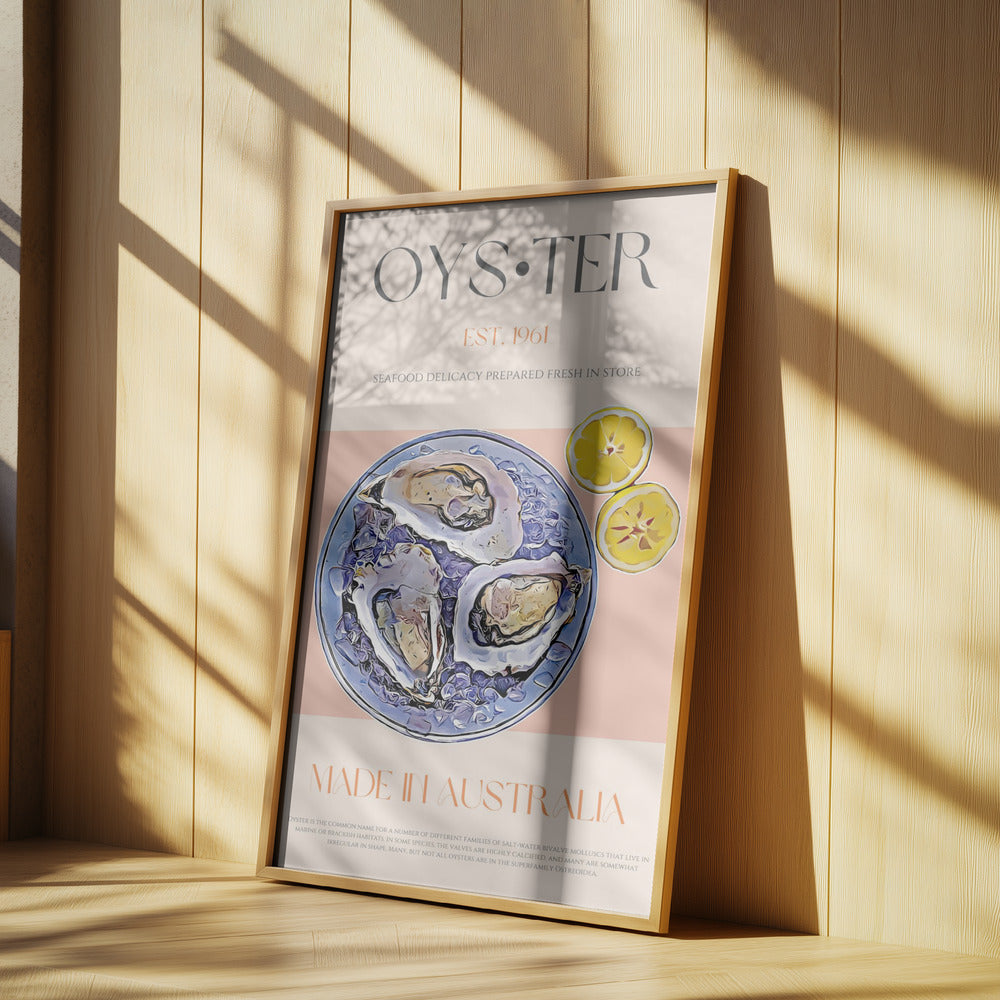 Fresh Oysters with Lemon Slices | Poster