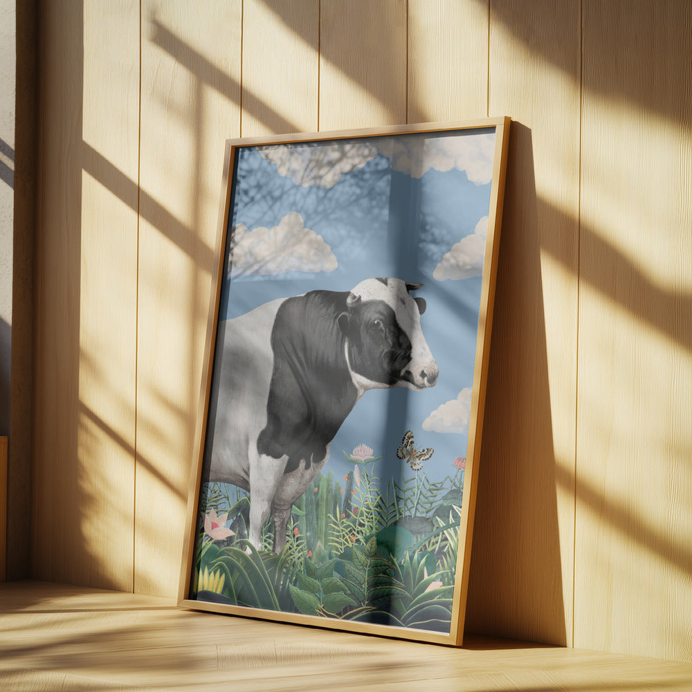 Colourful Portraits of Happy Cows (butterfly Included) | Poster