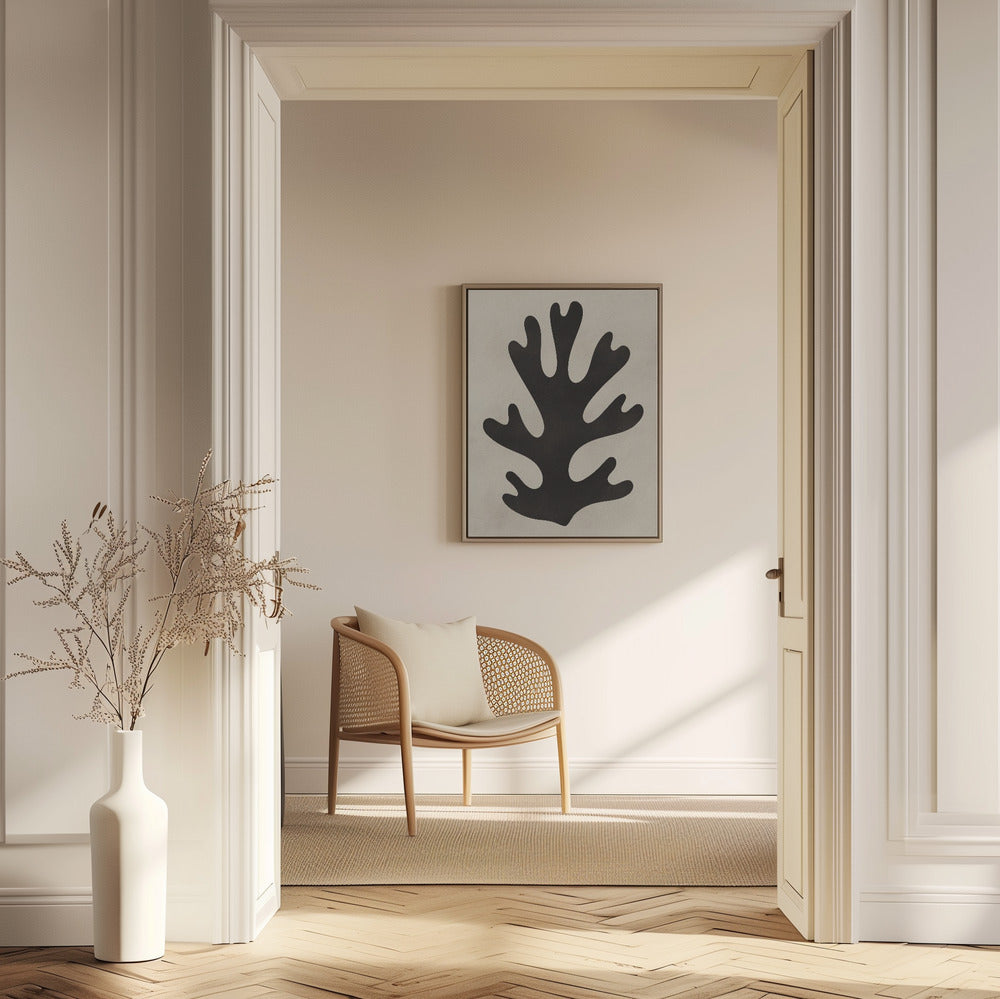 Minimal Black Coral Leaf | Poster