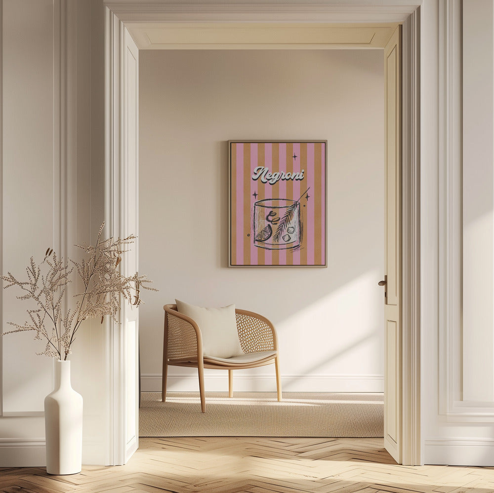 Negroni Drink on Stripes | Poster