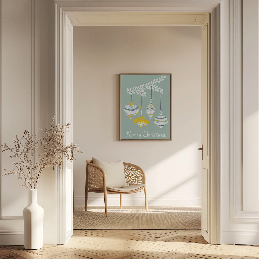 Glada små julgranskulor mintgrön | Poster