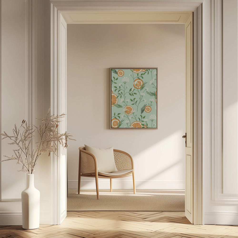 Elderflowers and Oranges Light Green | Poster