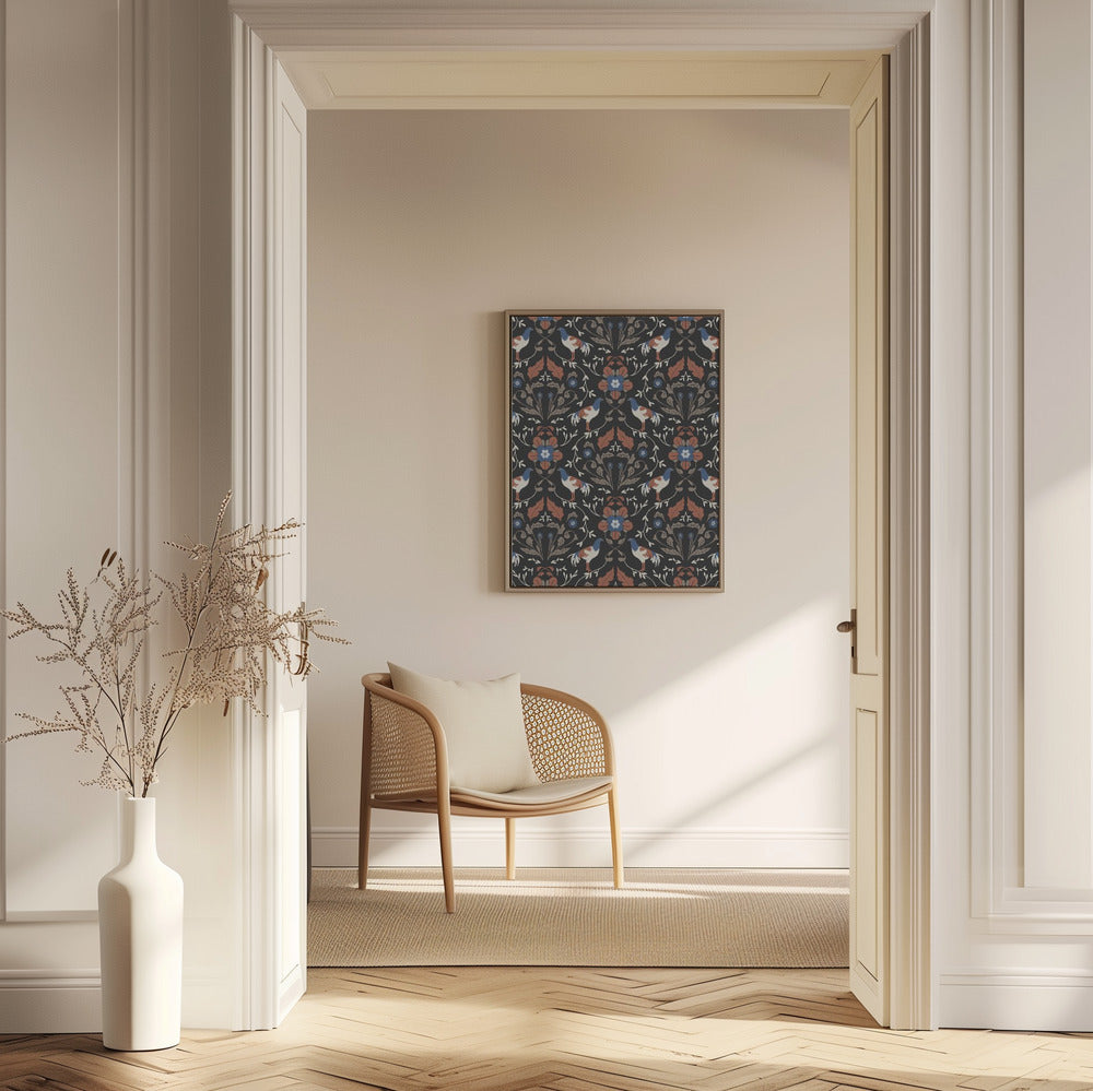 Roosters Beige Pattern | Poster