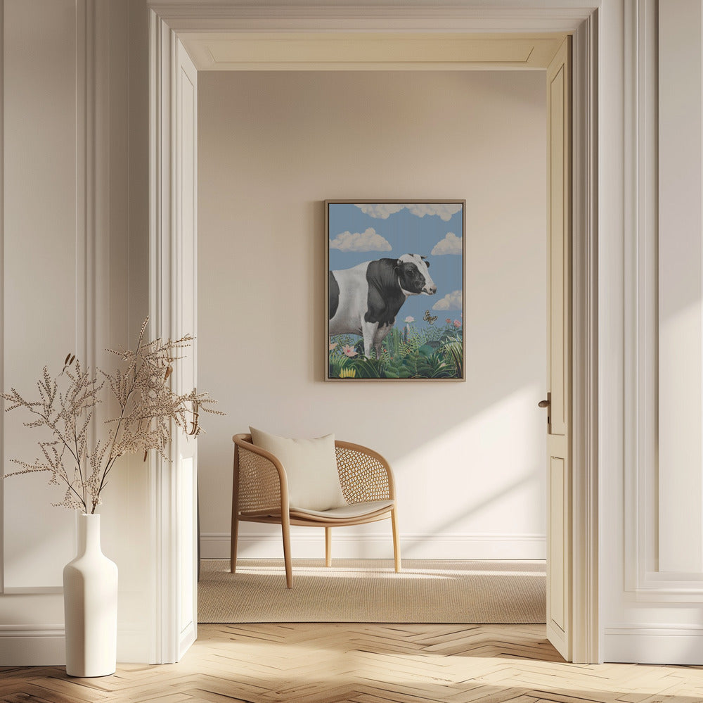 Colourful Portraits of Happy Cows (butterfly Included) | Poster