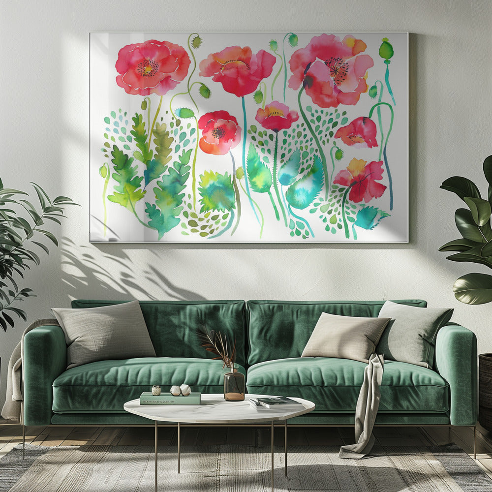 Prado de amapolas rojas de primavera | Impresiones en Lienzo
