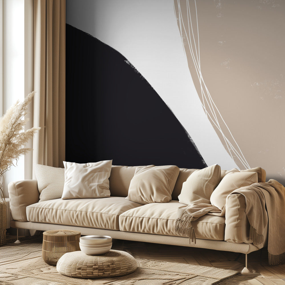 Black And Beige Organic Shapes | Wallpaper