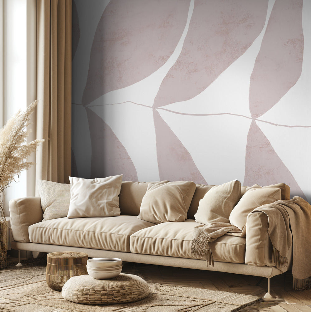 Leaf Patterns in Soft Beige Tones | Wallpaper