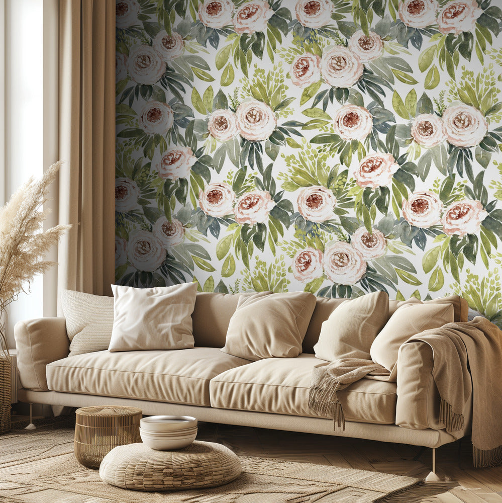 Ananada Aquarell botanisches Muster | Fototapeten