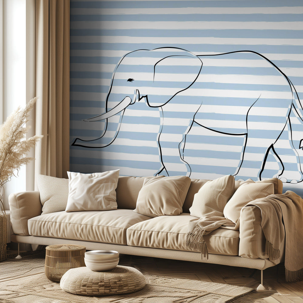 Promenade des éléphants rayés | Papier Peint Photo