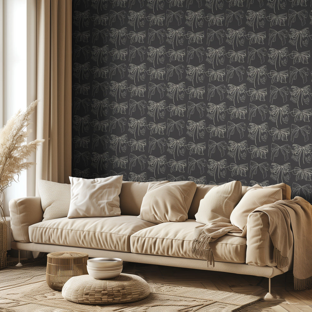 Gray Bows Pattern | Wallpaper