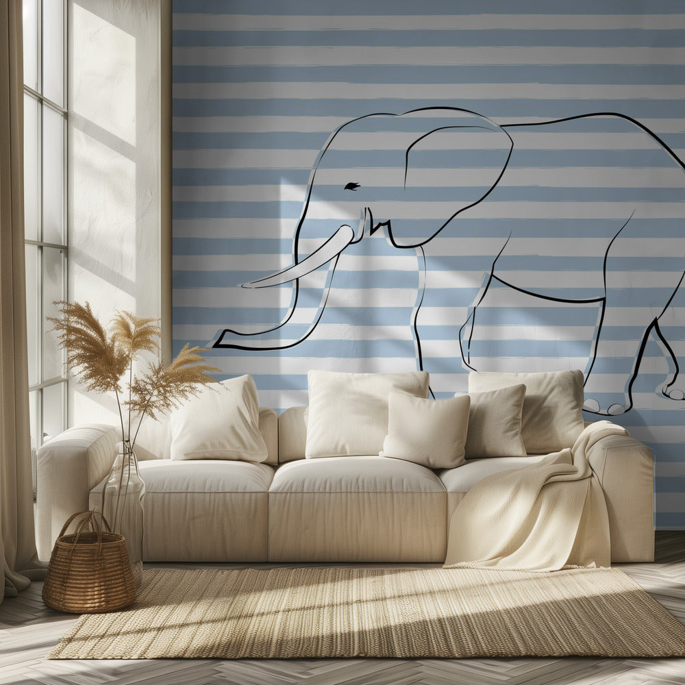 Promenade des éléphants rayés | Papier Peint Photo