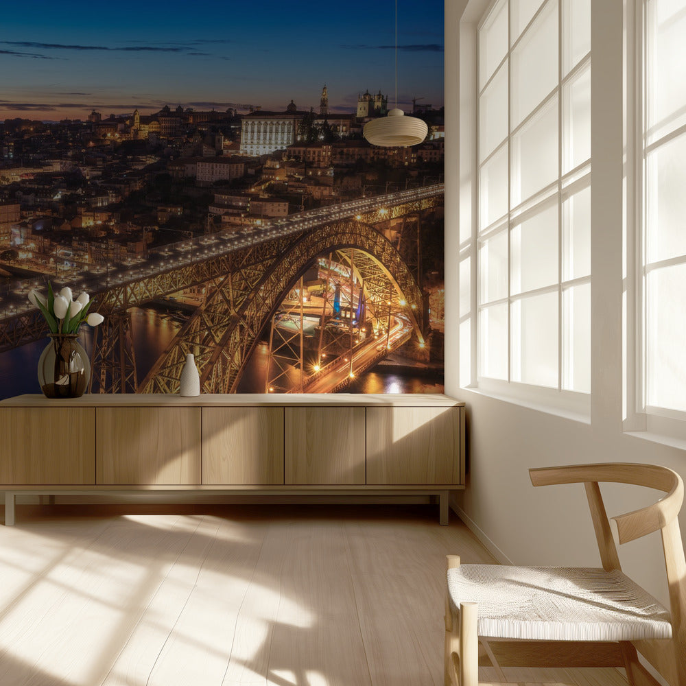 Portugal - Porto Blauw Uur | Fotobehang