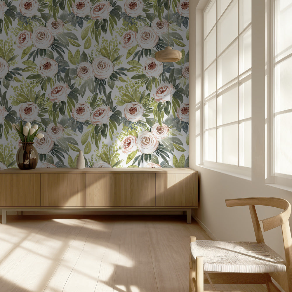 Ananada Aquarell botanisches Muster | Fototapeten