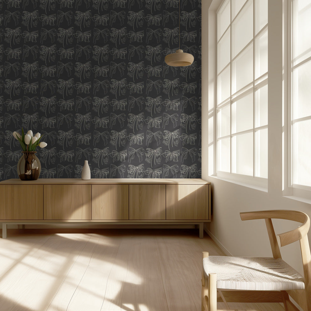Gray Bows Pattern | Wallpaper