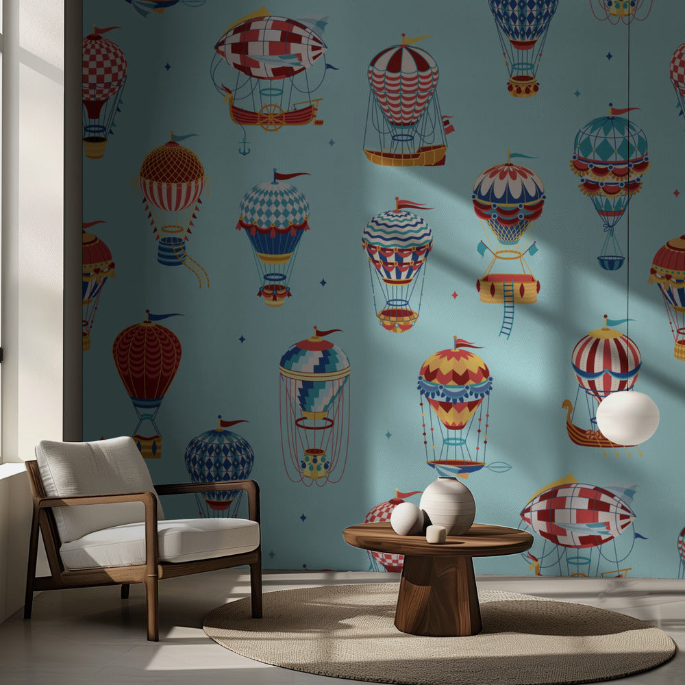Upp, upp och bort_Teal | Fototapet
