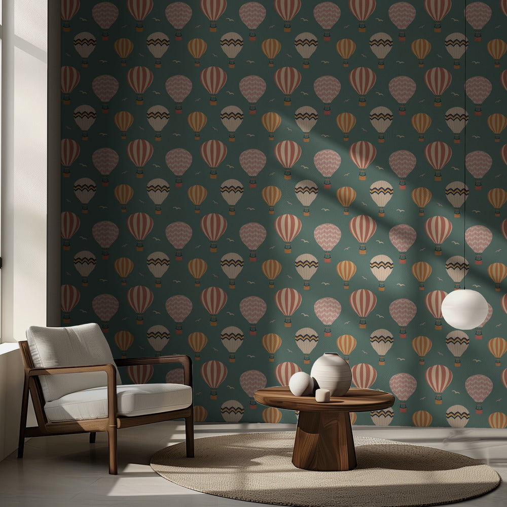 Retro hot air balloon repeat pattern | Wallpaper