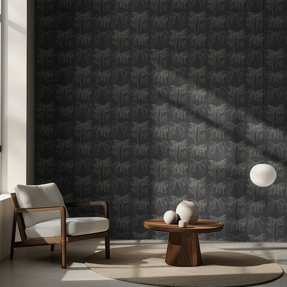 Gray Bows Pattern | Wallpaper