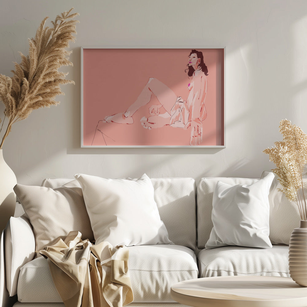 Girl Sitting Pink | Poster