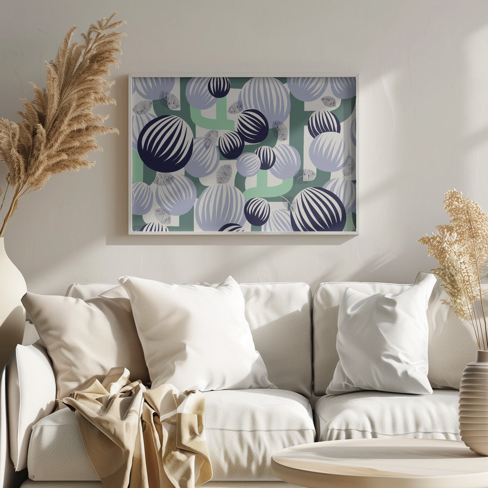 Bold retro bubble flowers | Poster