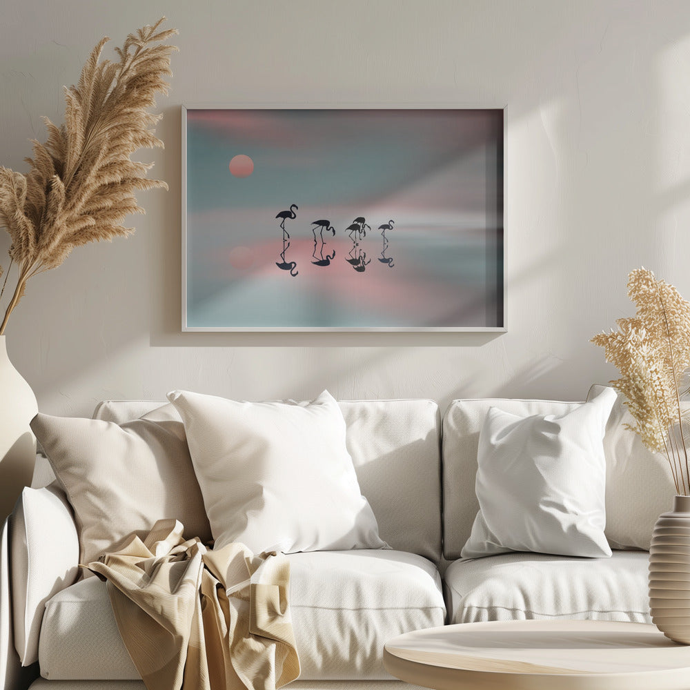 Flamencos en familia. Posters - Impresiones de Arte