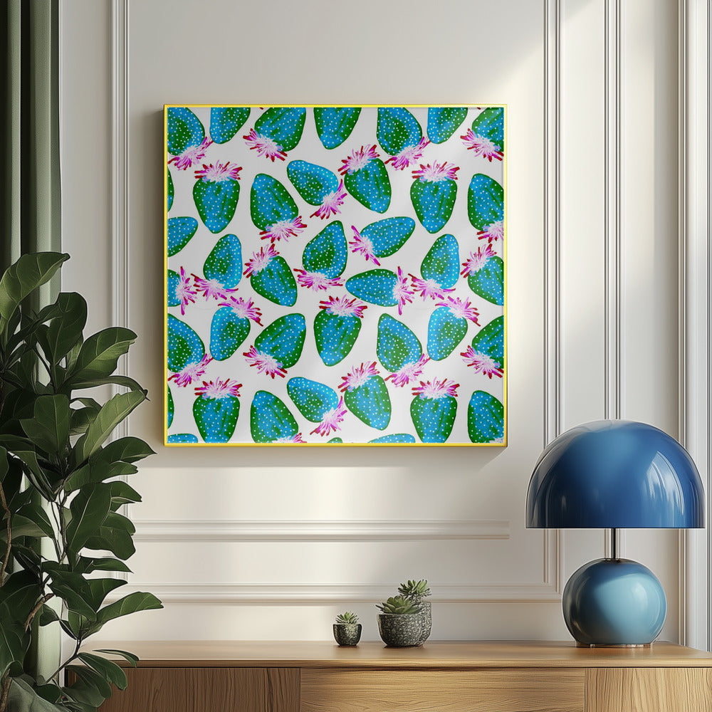 Teal Green Strawberries Fruit | Poster