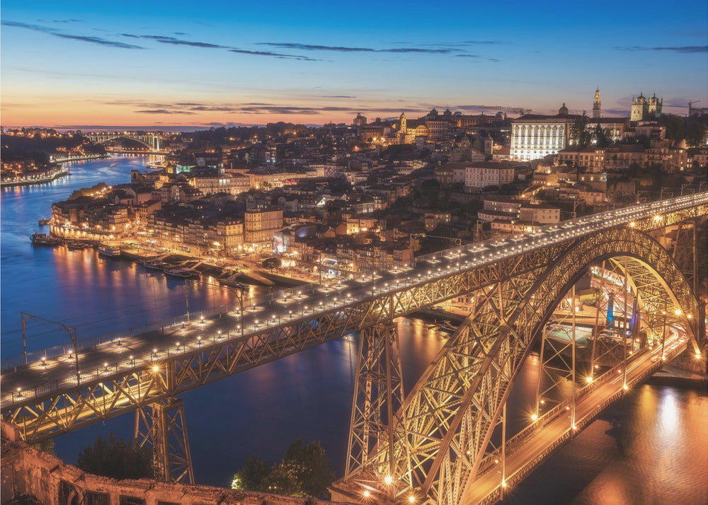 Portugal - Porto Blauw Uur | Fotobehang
