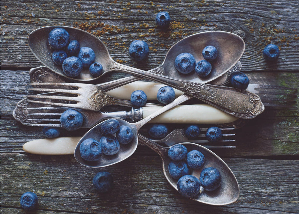 Fresh Blueberries On Weathered Wooden Planks | Poster