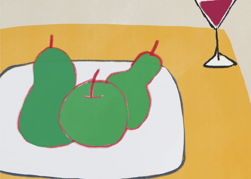 Green pears on the table | Poster
