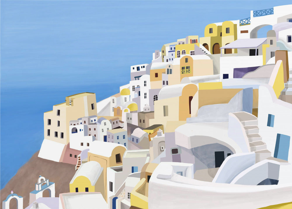 Vista del acantilado de Santorini, Grecia por la artista Carla Daly | Impresiones en Lienzo