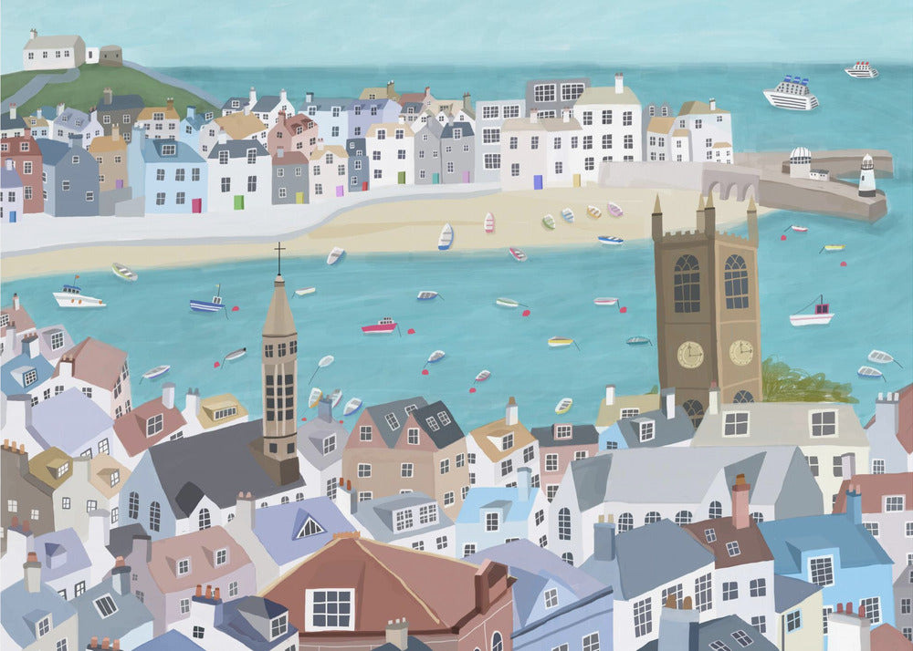 La hermosa St Ives, Cornwall, Reino Unido, por la artista Carla Daly | Impresiones en Lienzo