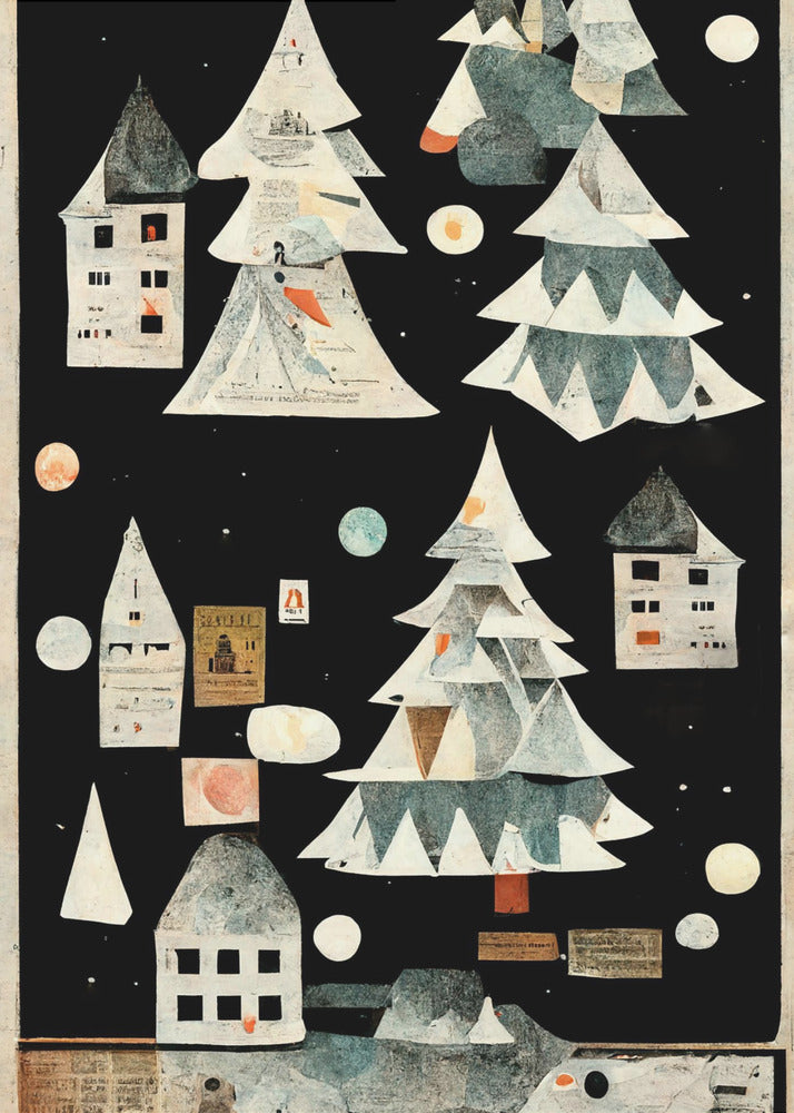 Ein Papierdorf bei Nacht | Poster