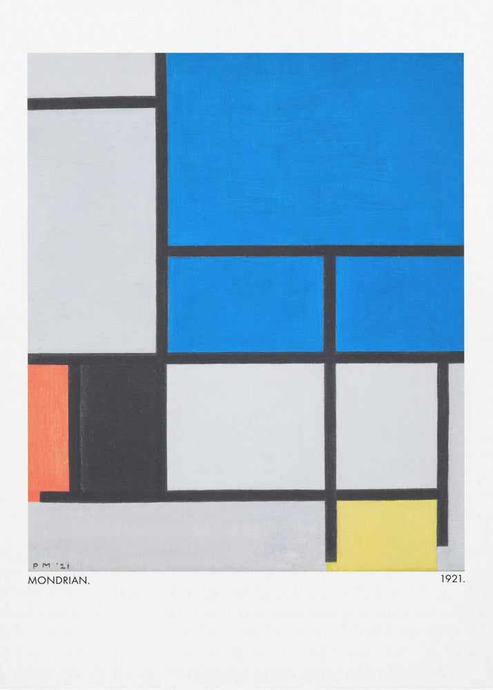 Composizione con grande piano blu, rosso, nero, giallo e grigio 1921 | Stampe su Tela