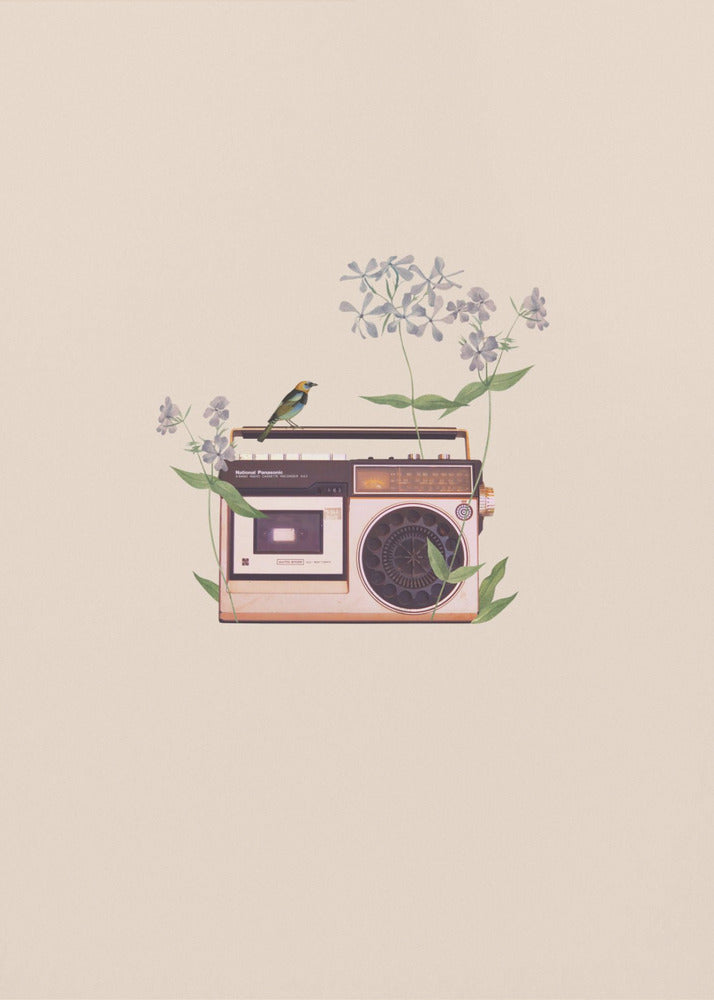 Blomsterradio i vintage-stil | Lerretsbilder