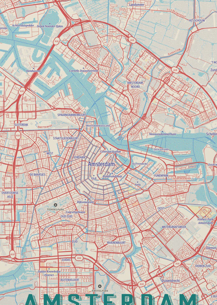 Retrokartta Amsterdam | Canvastaulut