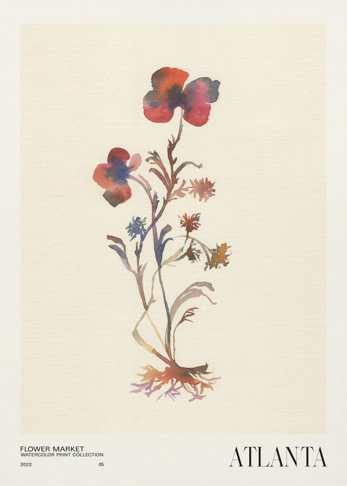Akvarelltrycksamling. Blomstermarknad - Atlanta | Poster