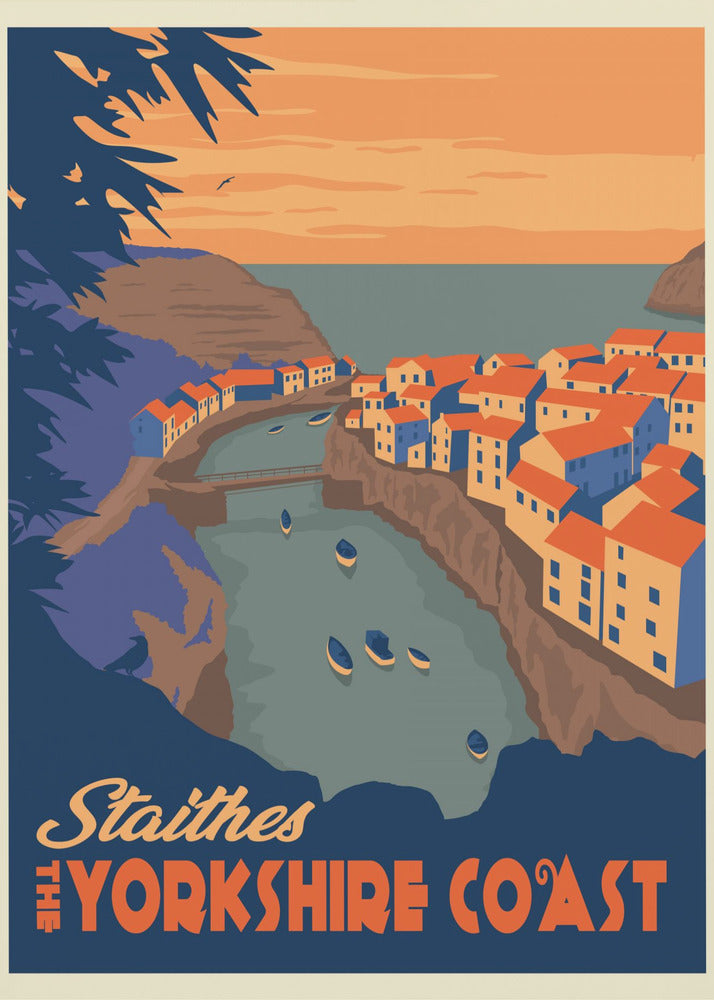 Stampa di viaggio di Staithes Yorkshire | Stampe su Tela