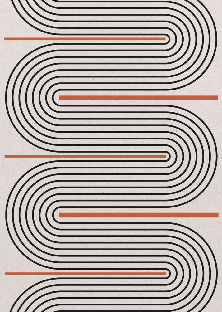 Red, Beige, Black Lines Contemporary | Poster