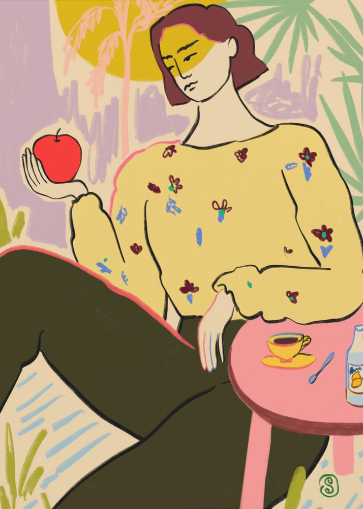 Woman With Apple | Poster