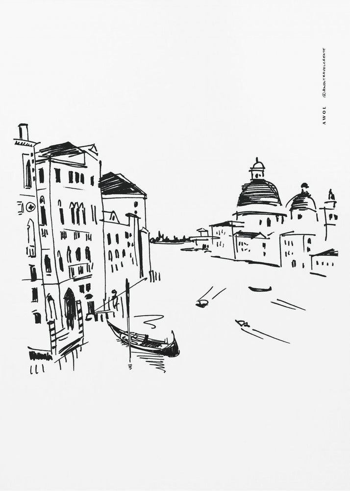 Impression d'art de Venise avec gondoles et basilique sur le Grand Canal, Italie Art mural | Tableaux sur Toile