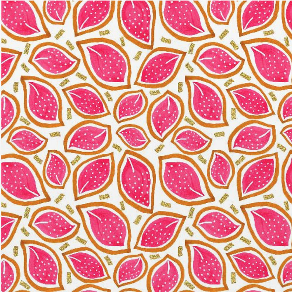 Feuilles éparpillées à paillettes corail à pois | Posters - Affiche Artistique