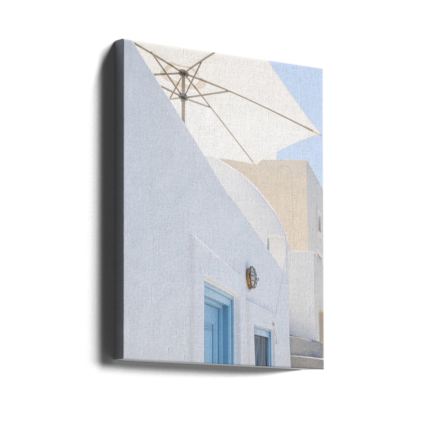 zonnescherm en blauwe deuren | Canvasprints