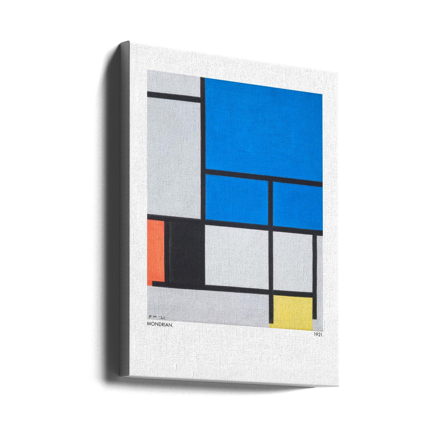 Composizione con grande piano blu, rosso, nero, giallo e grigio 1921 | Stampe su Tela