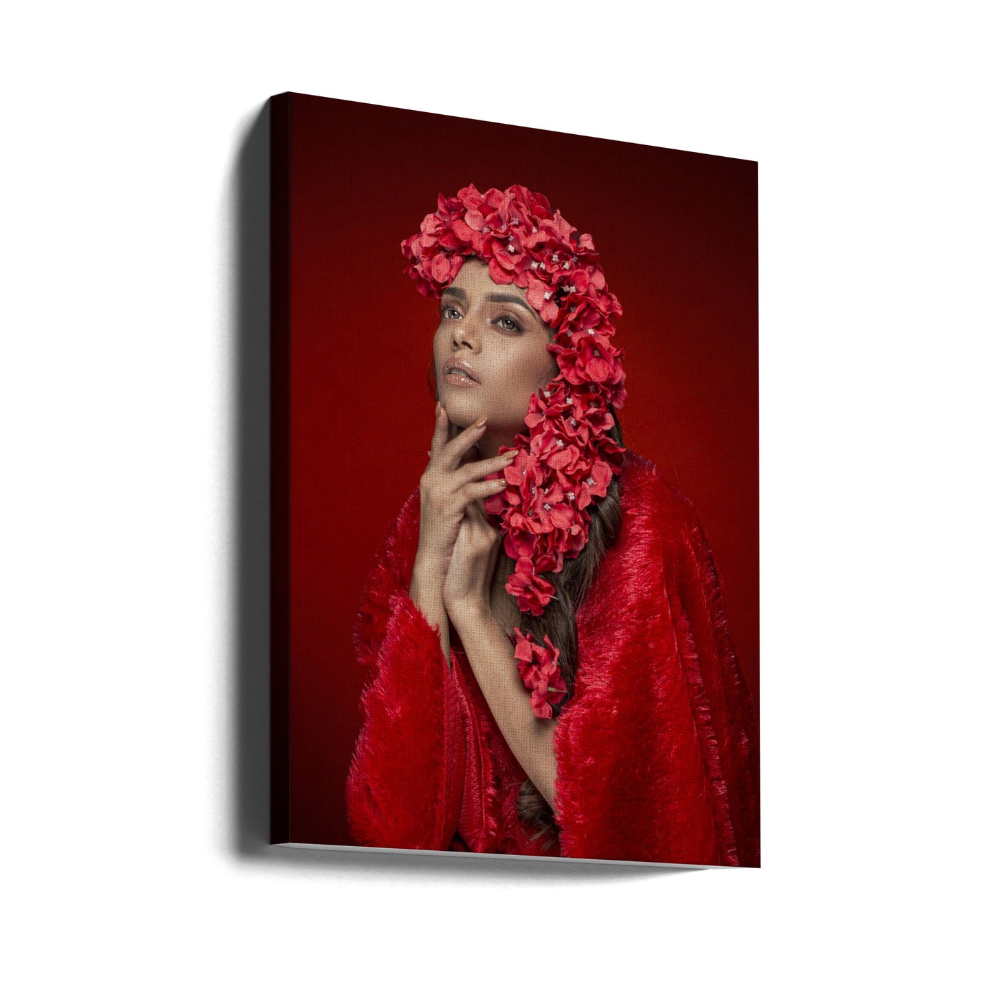RODE BLOEMENVROUW | Canvasprints