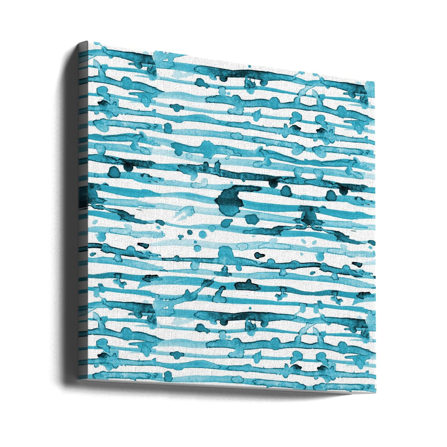 Indigo Teal Line Splatter Watercolor | Canvas