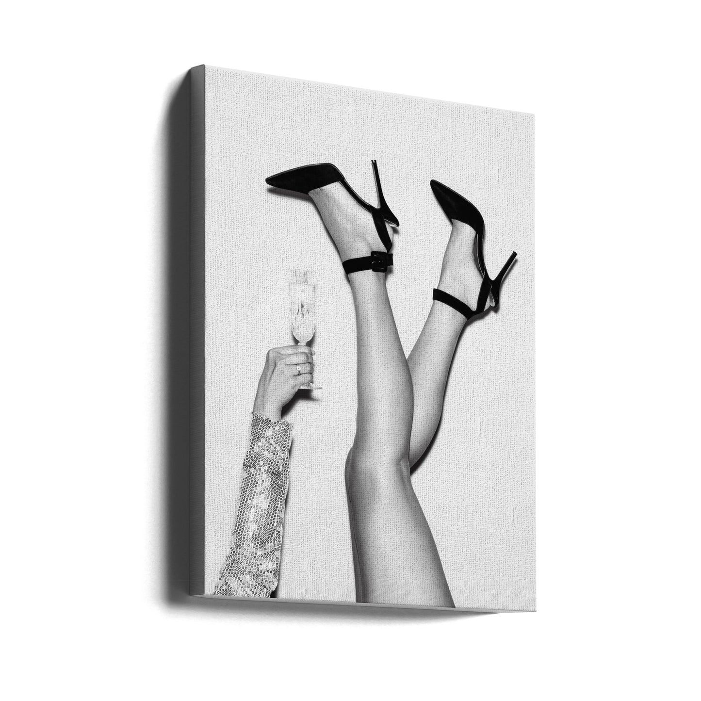 Gambe di champagne in bianco e nero | Stampe su Tela