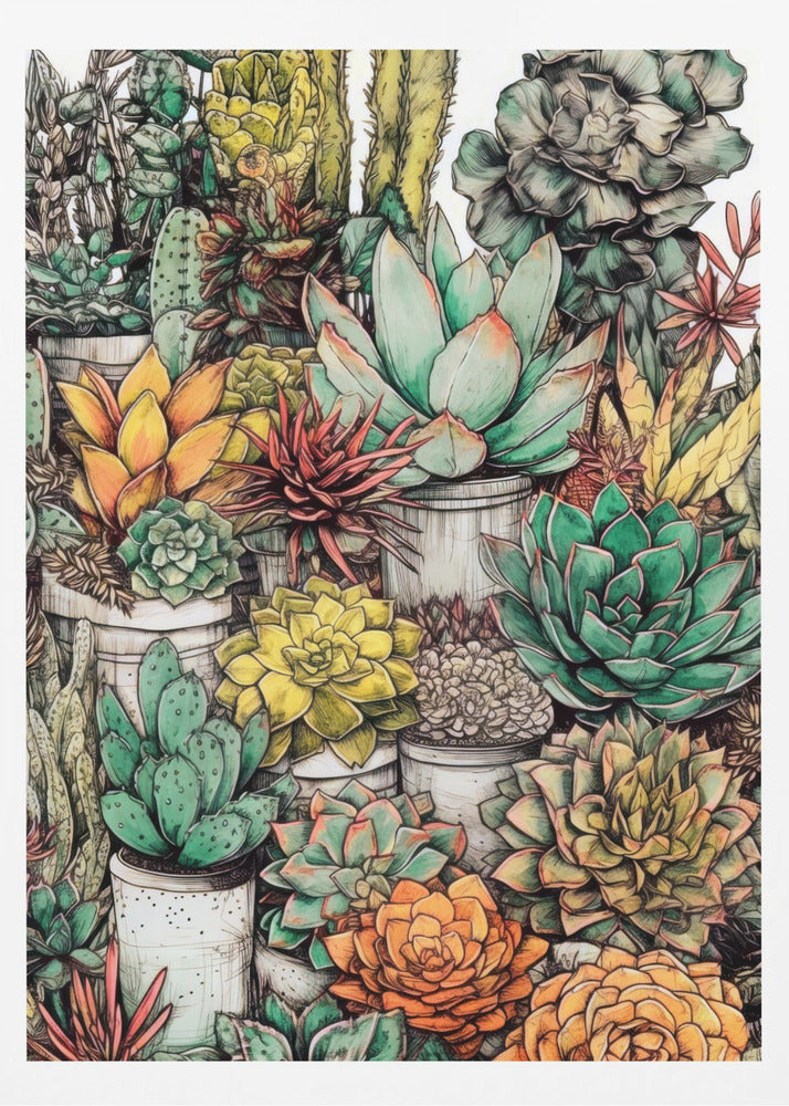 Succulents and cactus 12 POTTED FLORALS | Poster
