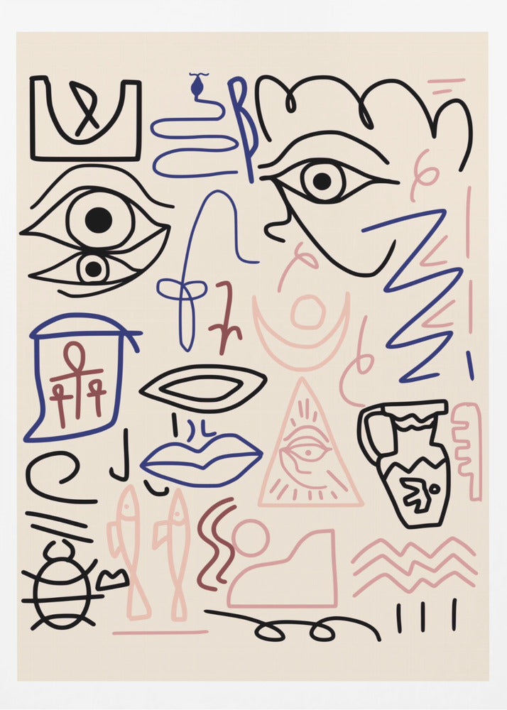 Line Art Cave Drawing | Poster